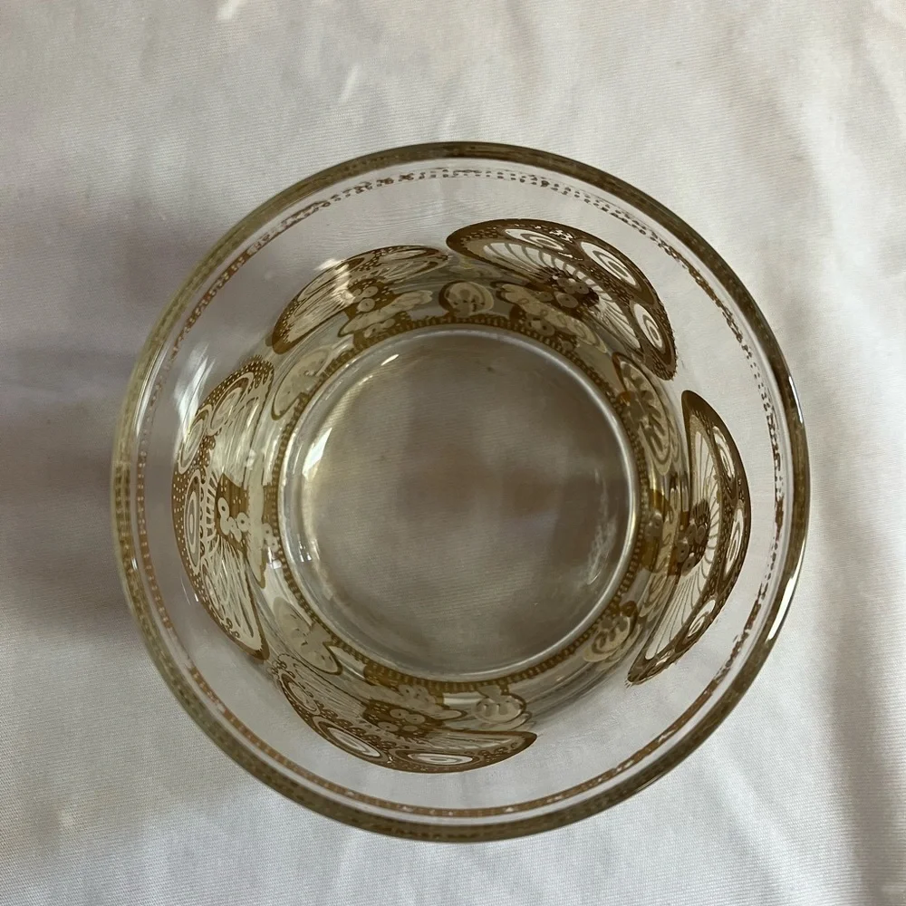 Vintage Culver Inspired Mushroom Glass with Gold Design - Picture 3 of 10